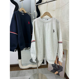 Áo Nỉ Sweater Nam Nữ, Họa Tiết Phối Viền Tay Sọc Thêu Ngựa Ngực, Vải Nỉ Bông Mềm Mịn Ấm Áp Form Phồng