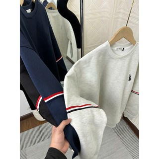 Áo Nỉ Sweater Nam Nữ, Họa Tiết Phối Viền Tay Sọc Thêu Ngựa Ngực, Vải Nỉ Bông Mềm Mịn Ấm Áp Form Phồng