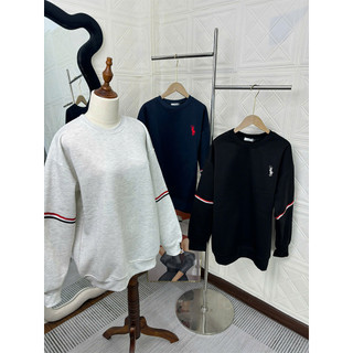 Áo Nỉ Sweater Nam Nữ, Họa Tiết Phối Viền Tay Sọc Thêu Ngựa Ngực, Vải Nỉ Bông Mềm Mịn Ấm Áp Form Phồng