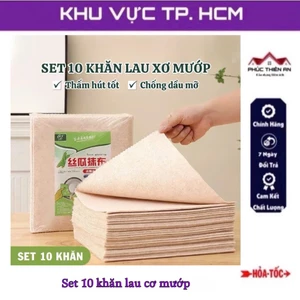 Set 10 khăn lau xơ mướp, chất liệu sợi thực vật tự nhiên, lau sạch hiệu quả - đa năng, tiện dụng
