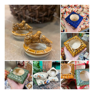 Gạt Tàn Gốm Hình Vuông/Chim/Gà Nhiều Màu Đẹp - Gốm Xưa Lái Thiêu Cho Người Hoài Niệm
