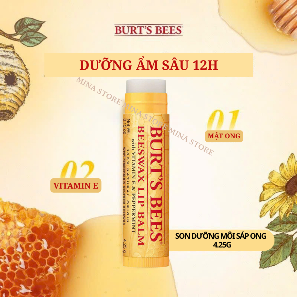 Son Dưỡng Môi Burts Bees Sáp Ong Thiên Nhiên Burt Bee Sun Care Mineral Sunscreen Lip Balm