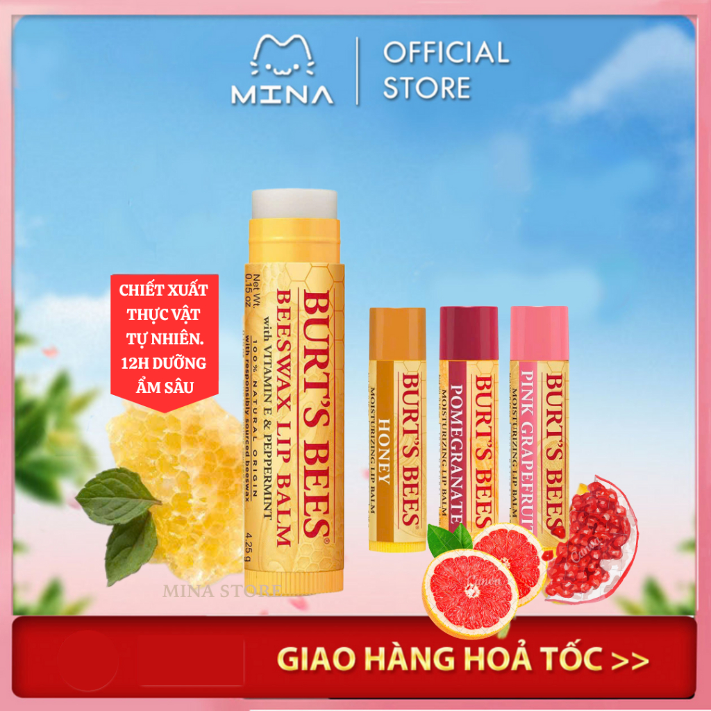 Son Dưỡng Môi Burts Bees Sáp Ong Thiên Nhiên Burt Bee Sun Care Mineral Sunscreen Lip Balm