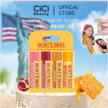 Son dưỡng môi Burt’s Bees Lip Balm không màu thành phần thiên nhiên - Nhiều mùi