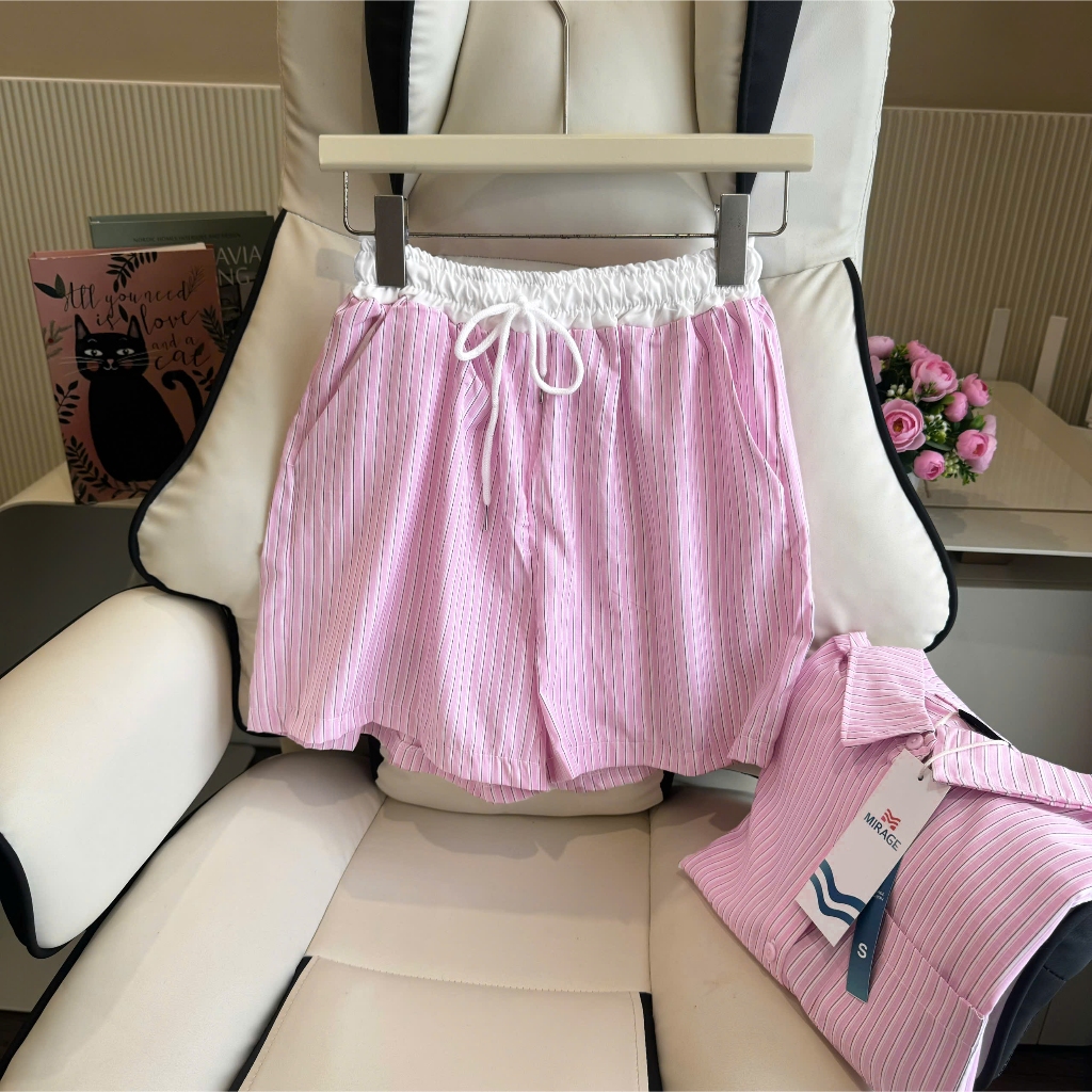 Set Đùi Mirage Sọc Hồng Basic Dễ Thương Local Brand.