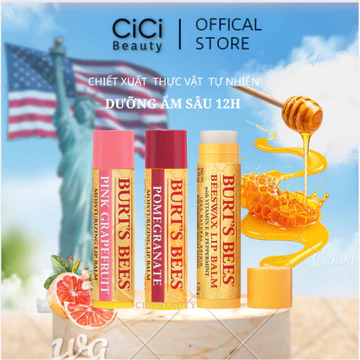 Son dưỡng môi Burt's Bees Moisturizing Lip Balm (thỏi 4.25g) Hàng Mỹ Nhiều Mùi