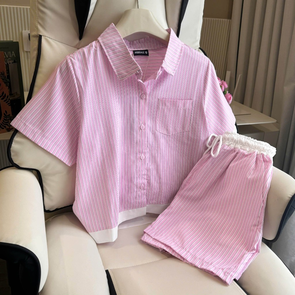 Set Đùi Mirage Sọc Hồng Basic Dễ Thương Local Brand.