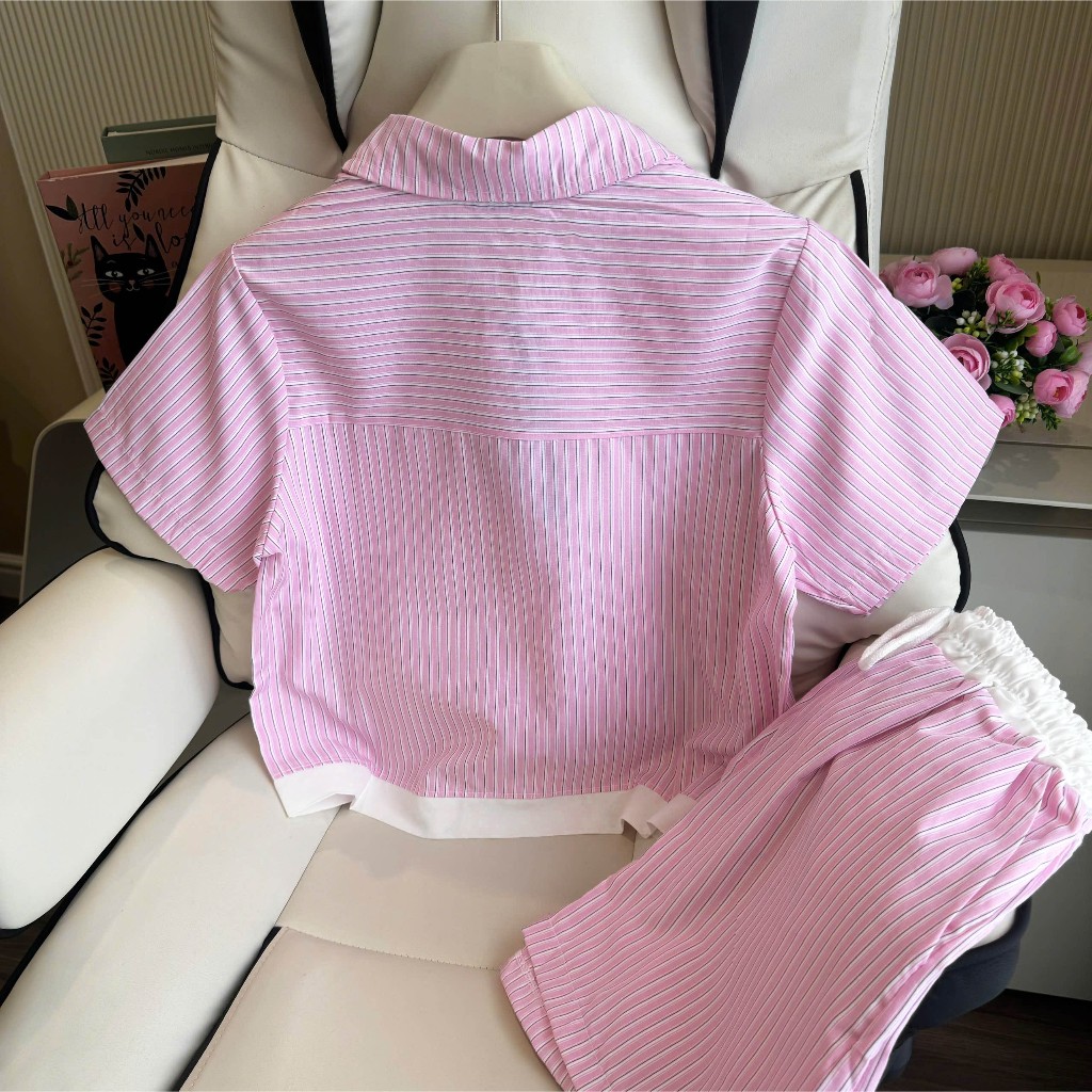 Set Đùi Mirage Sọc Hồng Basic Dễ Thương Local Brand.