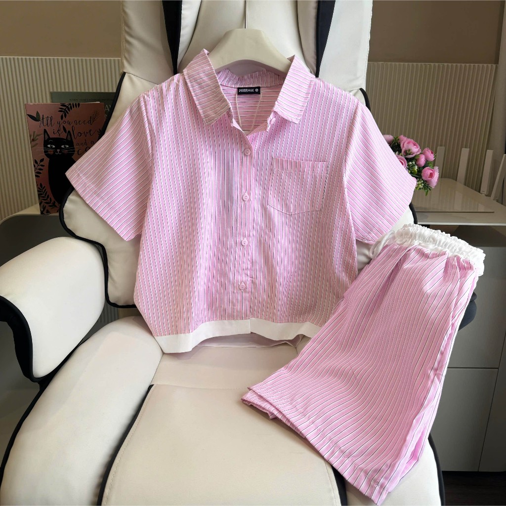 Set Đùi Mirage Sọc Hồng Basic Dễ Thương Local Brand.