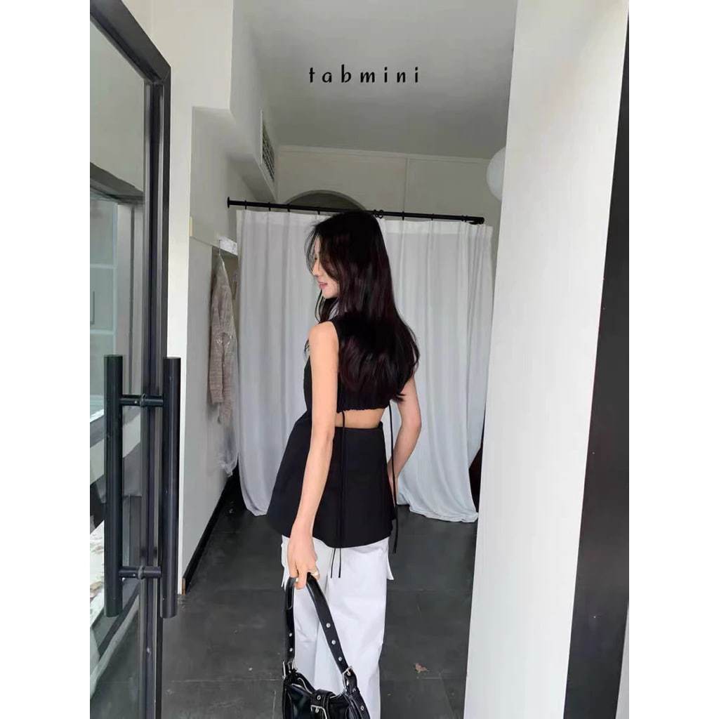 𝗜𝘀𝗼  - | BEELY | Áo Linen cổ tim cộc tay