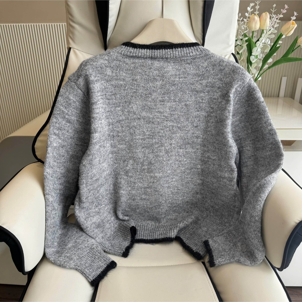 Áo Khoác Cardidgan Mirage Viền Nút Tim Xám Local Brand Chất Len Mềm Mịn.