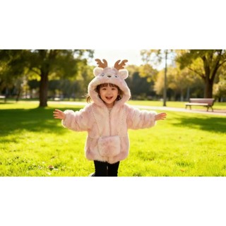 Quần áo bé gái,  Áo khoác kaki báo nâu lót lông 9-25kg AK560 Tiểu Yến KID