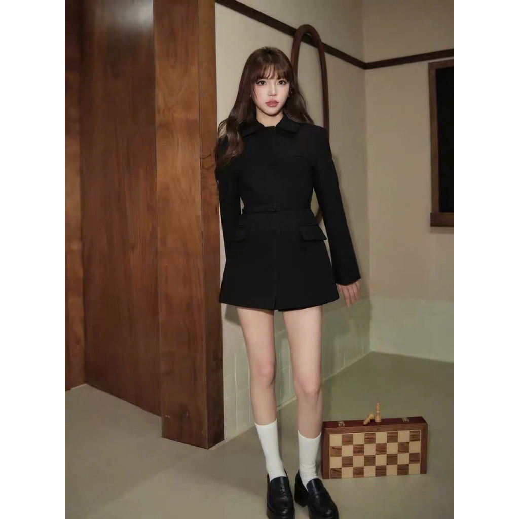 O.urs | Wool Belted Vest - Set vest đen kèm thắt lưng belt thanh lịch, đi làm đi chơi