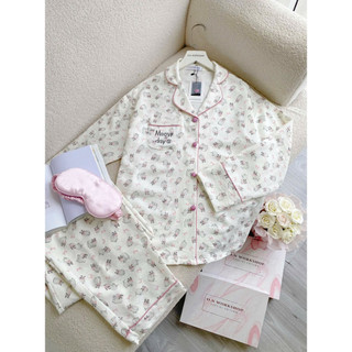 𝗛𝗮̀𝗻𝗴 𝗰𝗵𝗶́𝗻𝗵 𝗵𝗮̃𝗻𝗴 Bộ ngủ pyjama đũi nhật hoạ tiết mèo xinh form rộng O.N WORKSHOP
