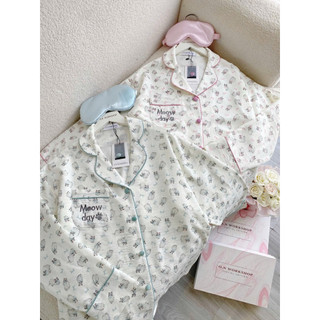 𝗛𝗮̀𝗻𝗴 𝗰𝗵𝗶́𝗻𝗵 𝗵𝗮̃𝗻𝗴 Bộ ngủ pyjama đũi nhật hoạ tiết mèo xinh form rộng O.N WORKSHOP