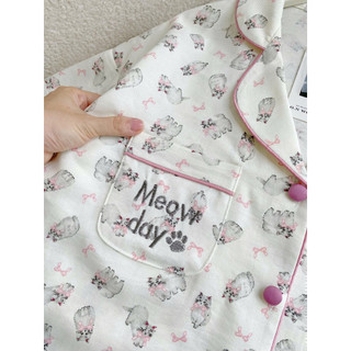 𝗛𝗮̀𝗻𝗴 𝗰𝗵𝗶́𝗻𝗵 𝗵𝗮̃𝗻𝗴 Bộ ngủ pyjama đũi nhật hoạ tiết mèo xinh form rộng O.N WORKSHOP