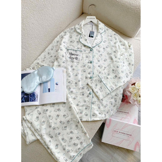 𝗛𝗮̀𝗻𝗴 𝗰𝗵𝗶́𝗻𝗵 𝗵𝗮̃𝗻𝗴 Bộ ngủ pyjama đũi nhật hoạ tiết mèo xinh form rộng O.N WORKSHOP