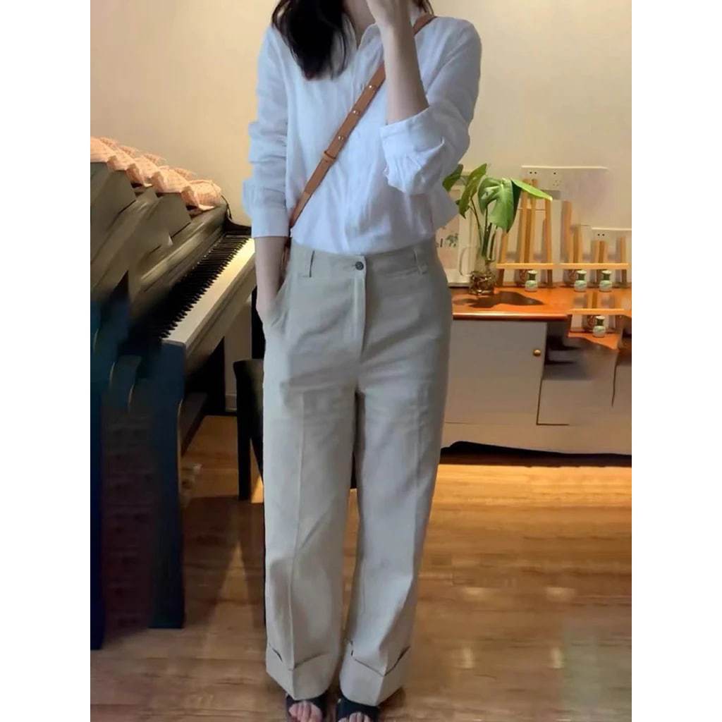𝗢𝗿𝗶𝗼𝗻 -|BEELYI Áo sơ mi Linen tay lửng basic
