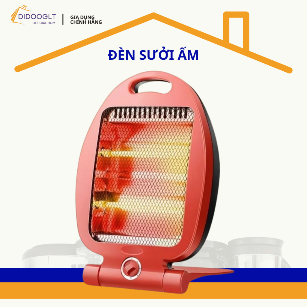 Máy sưởi, đèn sưởi mini có tấm lưới cách nhiệt, chế độ tự ngắt đổ an toàn ( didooglt )
