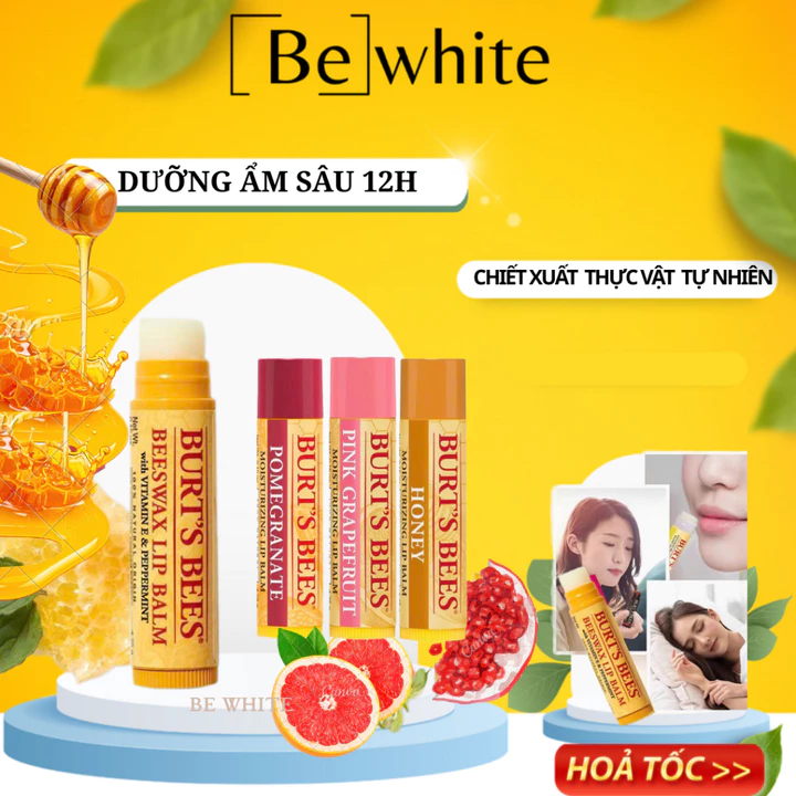 Son Dưỡng Môi Burt's Bees Moisturizing Lip Balm dưỡng môi, son dưỡng không màu Burt Bee, Bill Mỹ