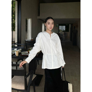 𝗛𝗮𝗻𝗮 𝗟𝗶𝗻𝗲𝗻 - | LY LINEN | Áo Linen form xuông cổ V+Dây thắt eo tay phồng