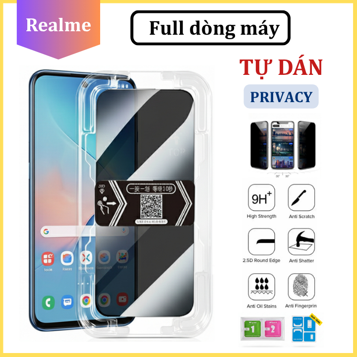 Cường lực Khung Tự Dán Chống Nhìn Trộm Realme 14 14T 15 14Pro 15pro 9 8 7 6 5 5i C75x C75 C71 C65 C67 C53 C55 C35 C33