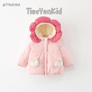 Quần áo bé gái, AK phao dáng dài mũ cánh hoa 2 màu 9-25kg AK546 Tiểu Yến KID
