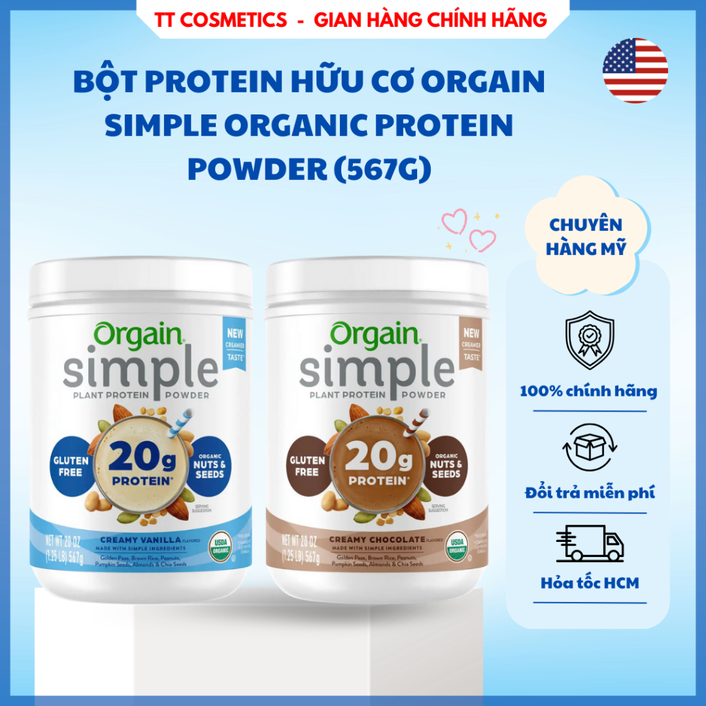 Bột Protein Hữu Cơ Orgain Simple Organic Protein Powder (567g) | Shopee ...