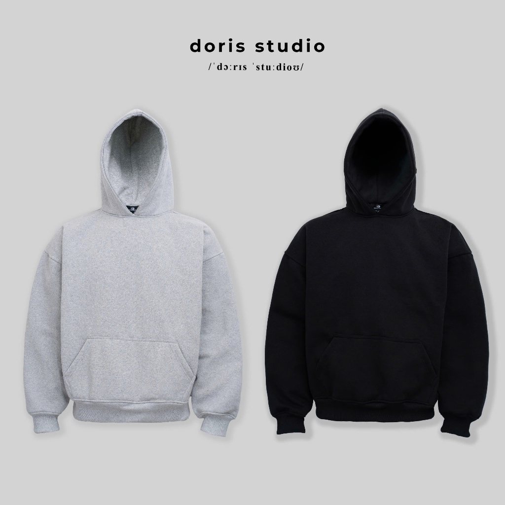 [Deal mở bán] Doris / Hoodie trơn Doris basic vải CVC 420gsm nỉ bông dày đứng form / form Boxy
