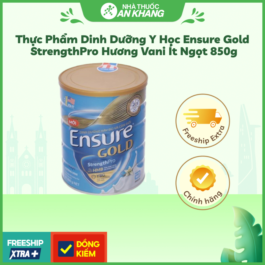 Thực Phẩm Dinh Dưỡng y Học Ensure Gold StrengthPro Hương Vani Ít Ngọt 850g (Beta Glucan)