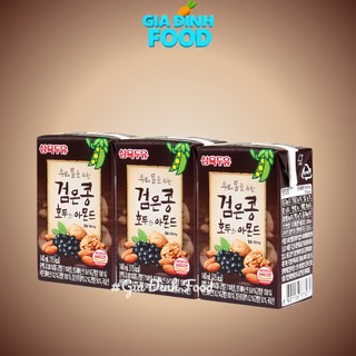 Sữa Hạt óc chó hạnh nhân đậu đen Hàn Quốc - 140ml/ lốc 3 hộp