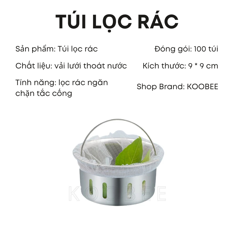 Túi Lọc Rác Bồn Rửa Chén KOOBEE – Lưới Siêu Dai, Đầu Chun Co Giãn Chống Tắc Nghẽn | CSNC01