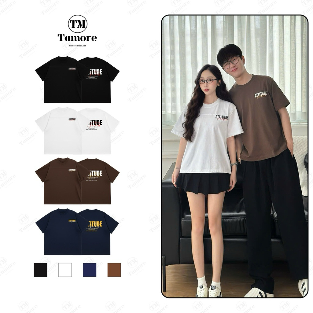 [Tamore Studio] ÁO THUN ATITITUDE COTTON 2 chiều 250gsm Unisex nam nữ ...