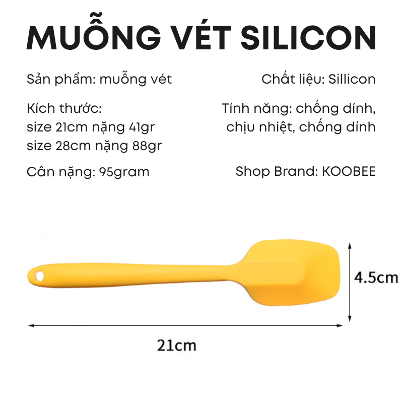 Muỗng silicone chịu nhiệt xào, đảo thức ăn, vét bột chống trầy chảo chống dính - Phới trộn bột làm bánh đồ ăn dặm