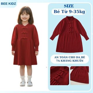 Váy Len Cho Bé Gái, Váy Len Thiết Kế Cổ Tàu Dáng Suông Chất Len Ấm Áp Mềm Mại