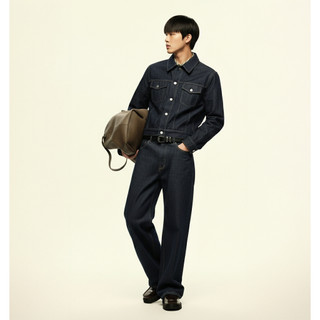 Set Denim AS Dày 13oz Form Áo Crop Quần ống Suông 100% Cotton, Khóa YKK
