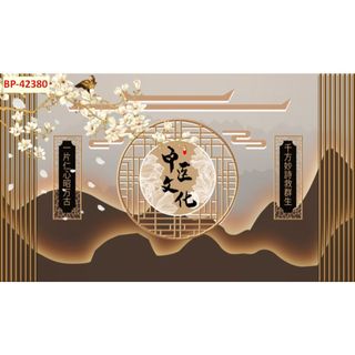 Tranh dán tường quán spa, gội đầu đông y dưỡng sinh kiểu lam sóng tranh vải lụa 3D, KHỔ LỚN LL