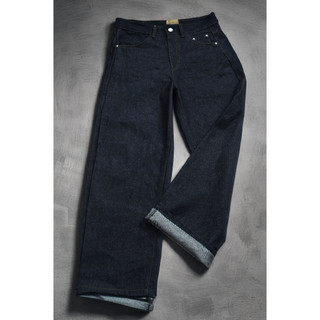Set Denim AS Dày 13oz Form Áo Crop Quần ống Suông 100% Cotton, Khóa YKK