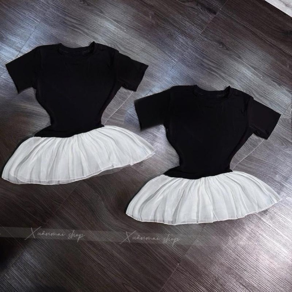 Set ÁO TAY NGẮN PHỐI TƠ áo phối tơ kem chân váy đuôi cá dài Xuân Mai shop
