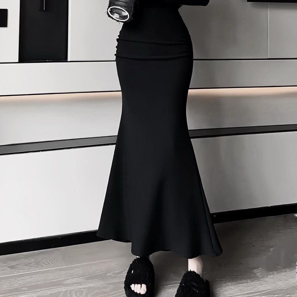 Set ÁO TAY NGẮN PHỐI TƠ áo phối tơ kem chân váy đuôi cá dài Xuân Mai shop