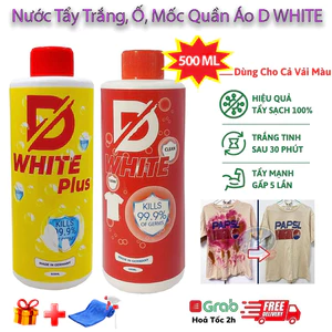 Tặng Vòi Xịt] Nước DWhite Tẩy Trắng Quần Áo Tẩy Mốc, Ố Vàng Quần Áo, Vết Bẩn - Chính Hãng Không Làm Phai Màu