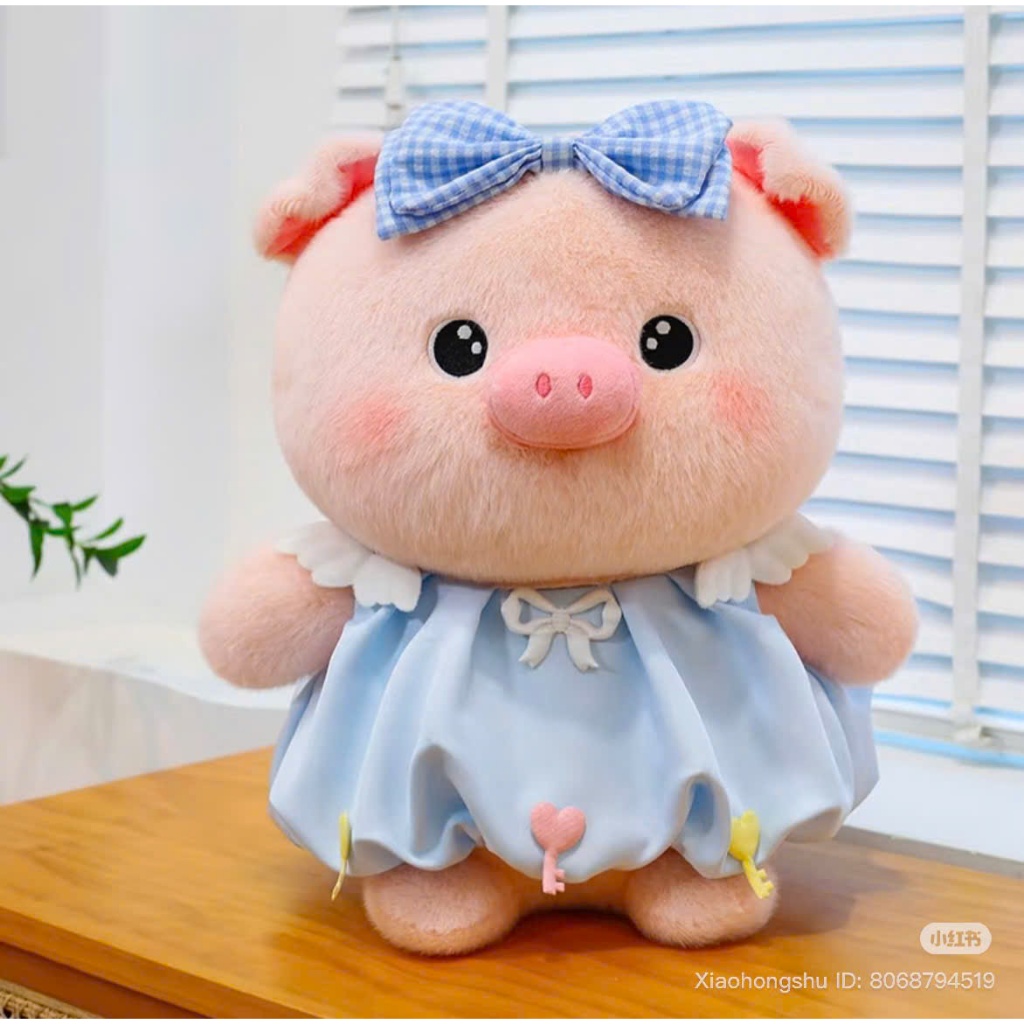 [ MẪU CAO CẤP ] Gấu Bông Heo Lợn Mặc Váy Xanh Hồng Đeo Nơ Dễ Thương Làm Quà Tặng Sinh Nhât Cho Bạn Gái, Bé Gái,Bobesu