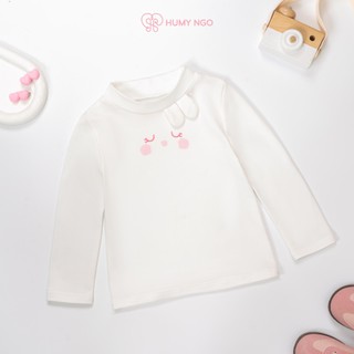 [HUMYNGO] Áo giữ nhiệt bé gái cổ 3cm phối tai thỏ chất cotton dày dặn lót bông nhẹ mềm cho bé gái 10-36kg