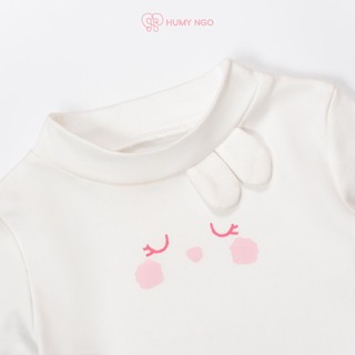 [HUMYNGO] Áo giữ nhiệt bé gái cổ 3cm phối tai thỏ chất cotton dày dặn lót bông nhẹ mềm cho bé gái 10-36kg