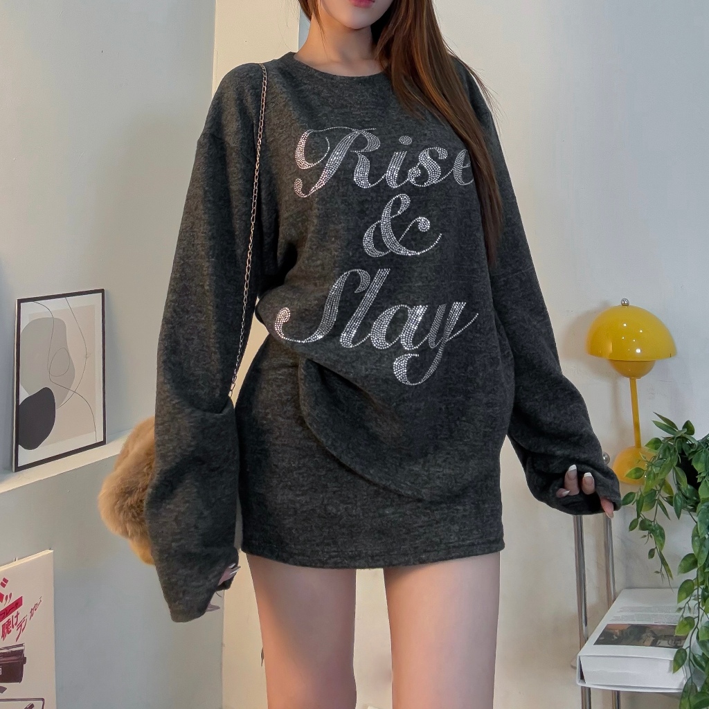 [ CÓ TÁCH SET ]SET SWEATER LEN LỆCH VAI KÈM CHÂN VÁY ĐÍNH ĐÁ GIRL FRIEND FF MIX