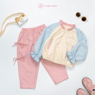 [HUMYNGO] - Đồ thu đông cho bé - Áo khoác gió 2 lớp chống gió, chống nắng dáng bomber màu pastel cho bé gái 2-8 tuổi