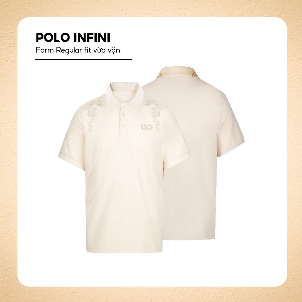 Áo polo nam INFINI thêu họa tiết Baroque sang trọng, vải CVC mềm mịn, co giãn, thanh lịch, nổi bật