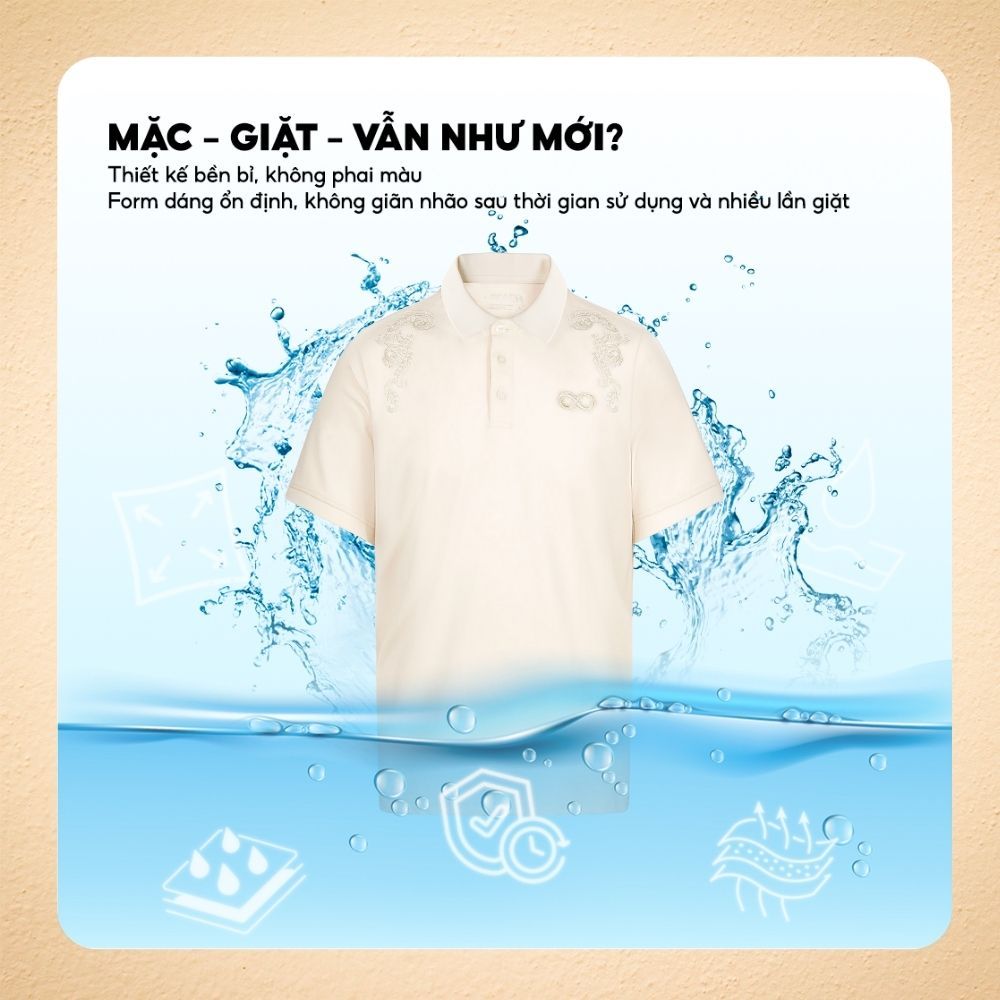 Áo polo nam INFINI thêu họa tiết Baroque sang trọng, vải CVC mềm mịn, co giãn, thanh lịch, nổi bật