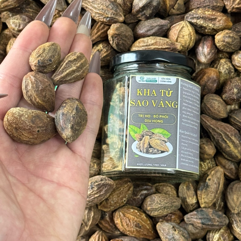 [Hủ 50g] Kha Tử Sao Vàng Lấy Vỏ, Kha Tử Đặc Biệt Đức Thiện - Hỗ Trợ Giảm Ho, Viêm Họng, Thanh Giọng