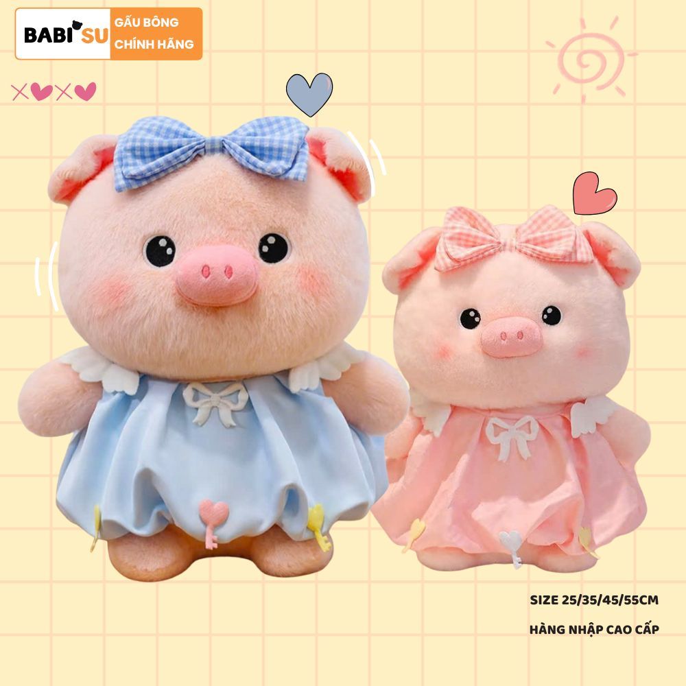 [ MẪU CAO CẤP] Gấu Bông Heo Hồng Lulu Mặc Váy Dễ Thương Lông Thỏ Mềm Mại Quà Tặng Cho Bé, Bạn Gái Dịp Sinh Nhật,Babisu